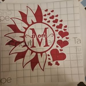 Home Made Car Decal Half Flower W/ hearts